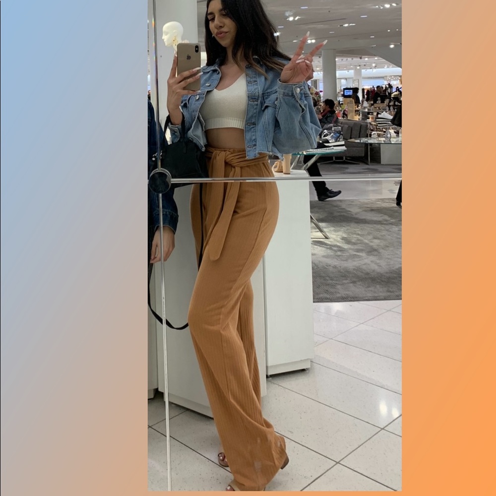 Oh Polly tie waist material pant